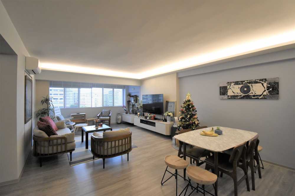 Vintage Living Room with Vinyl Flooring and TV Console