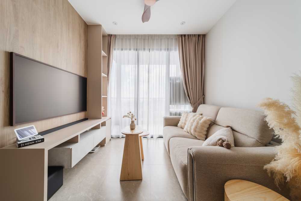 Scandinavian Living Room with TV Console and Sofa