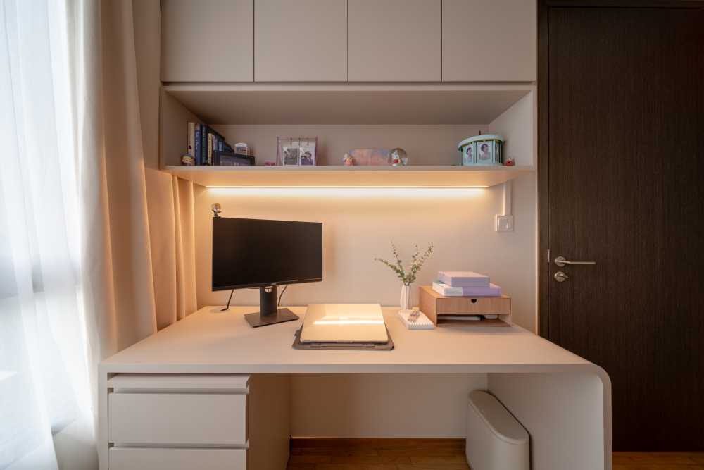Scandinavian Study with Bookshelf and Desk