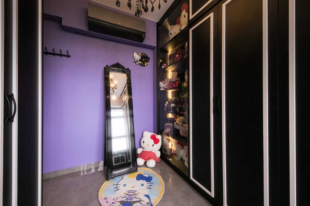 Contemporary Bedroom with Homogeneous Tiles and Wardrobe