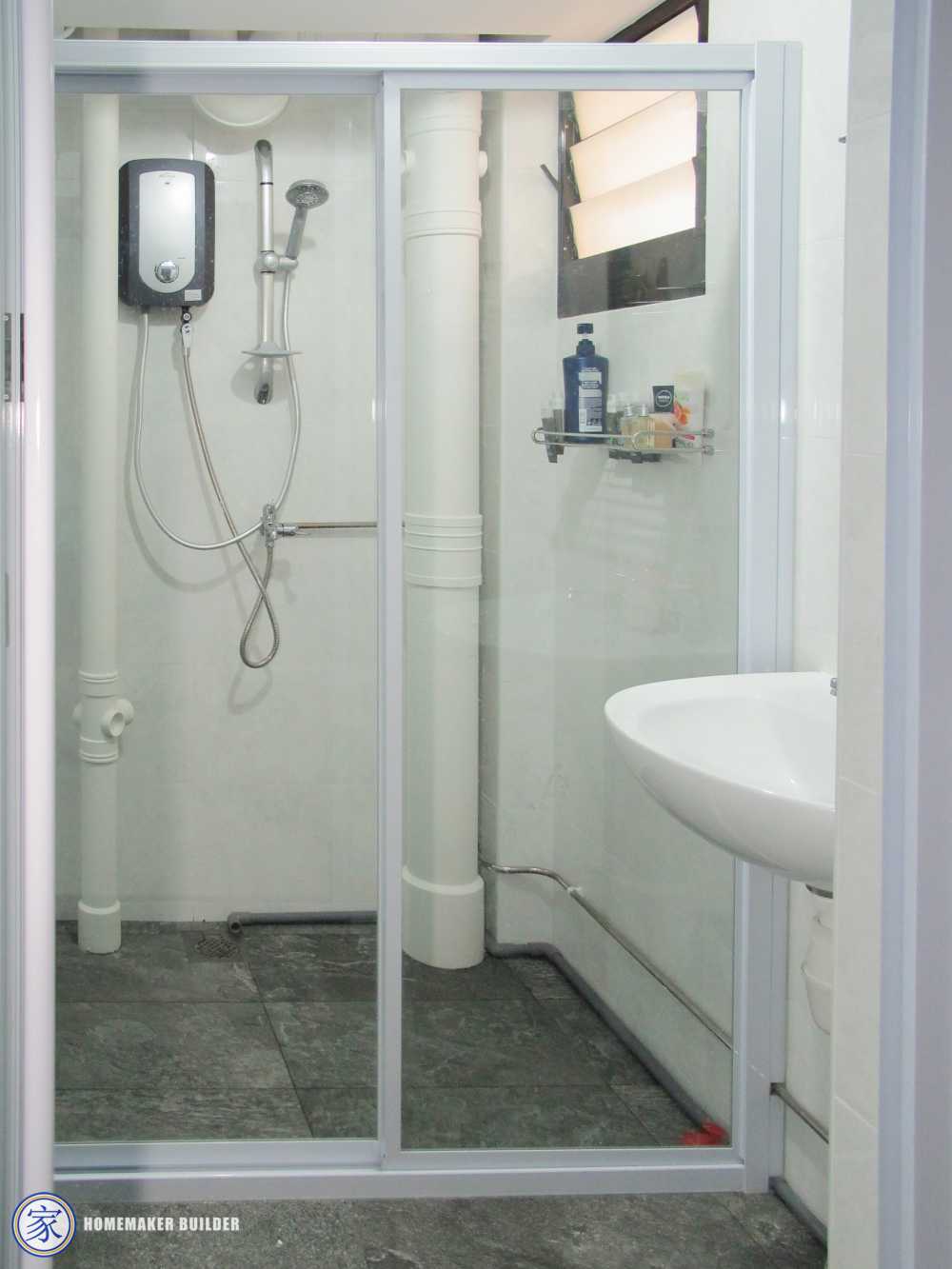 Vintage Bathroom with Mirror and Shower Screen