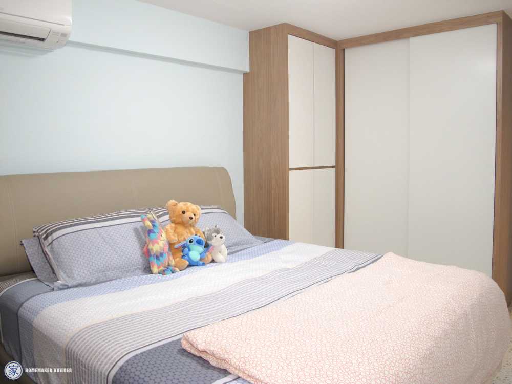 Vintage Bedroom with Homogeneous Tiles and Wardrobe