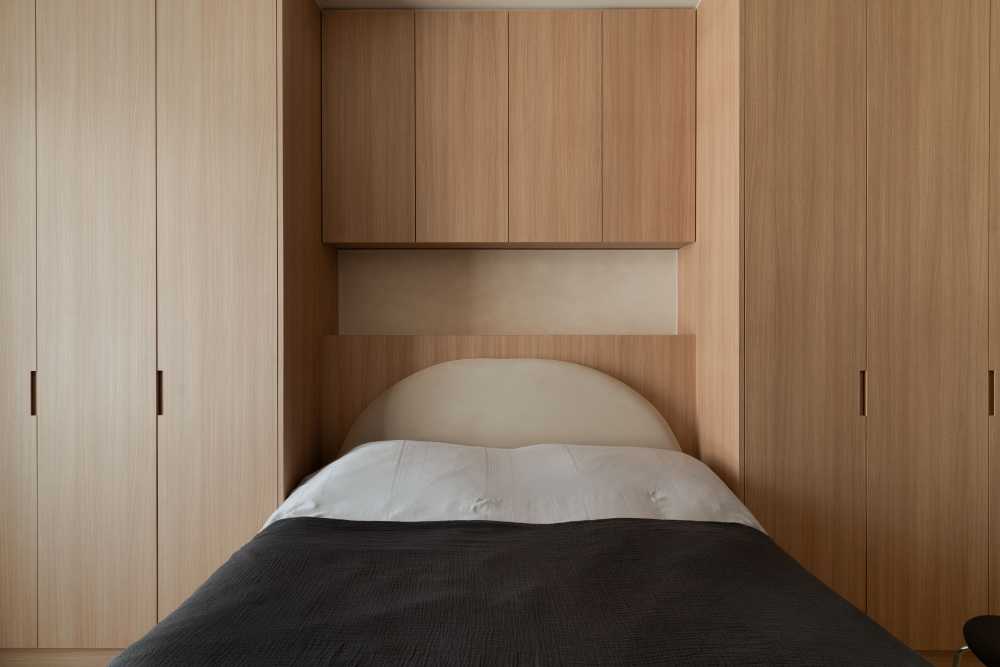 Scandinavian Bedroom with Wardrobe and Bed