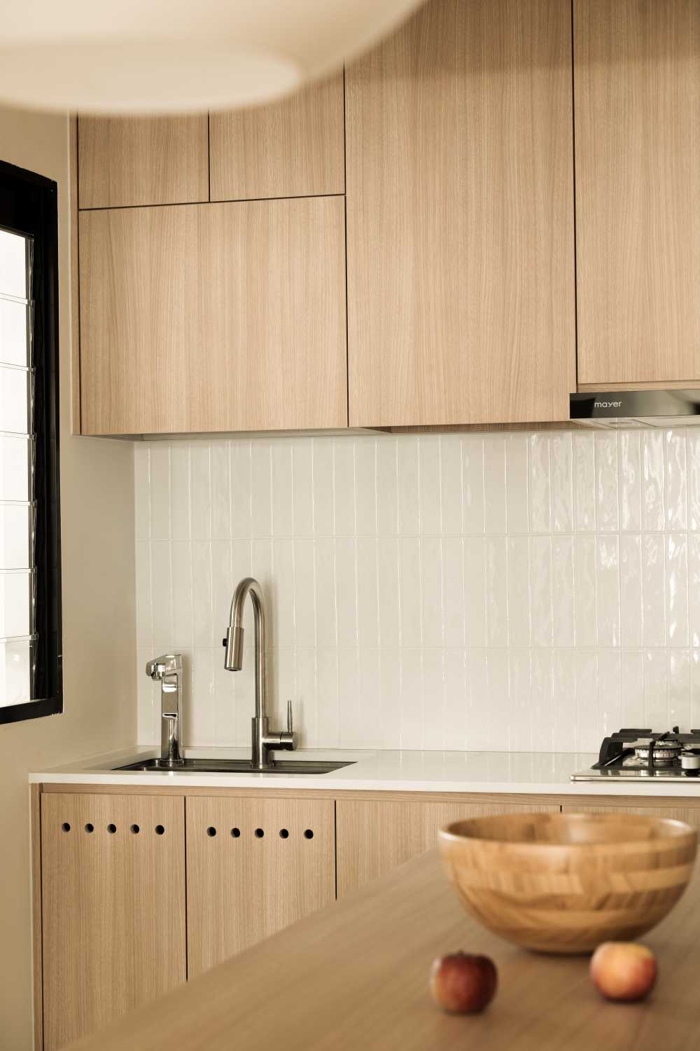 Scandinavian Kitchen with Countertop and Vinyl Flooring