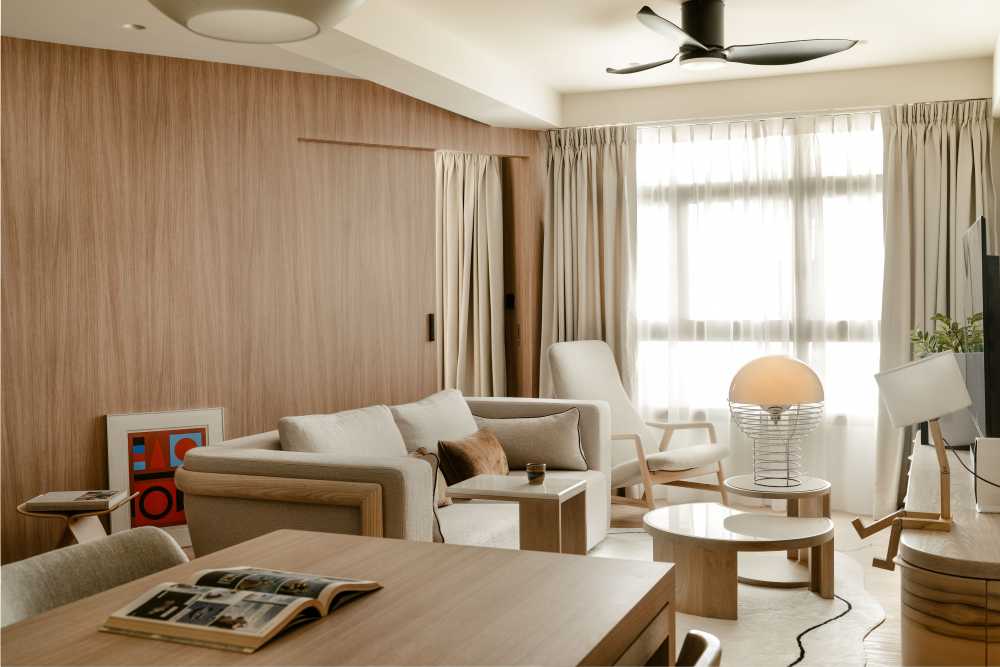 Scandinavian Living Room with TV Console and Sofa