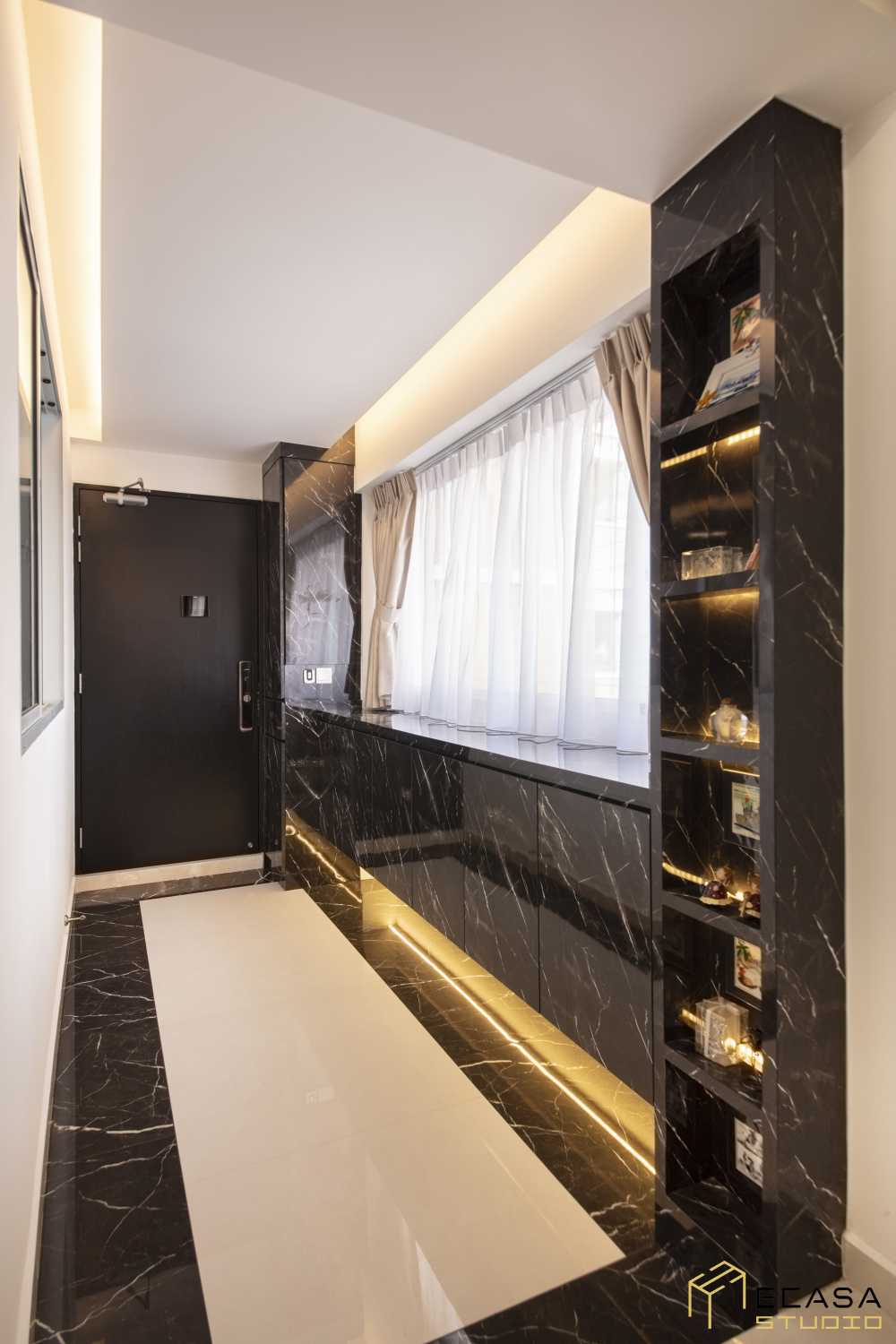 Contemporary Entryway with Shoe Rack and Console Table