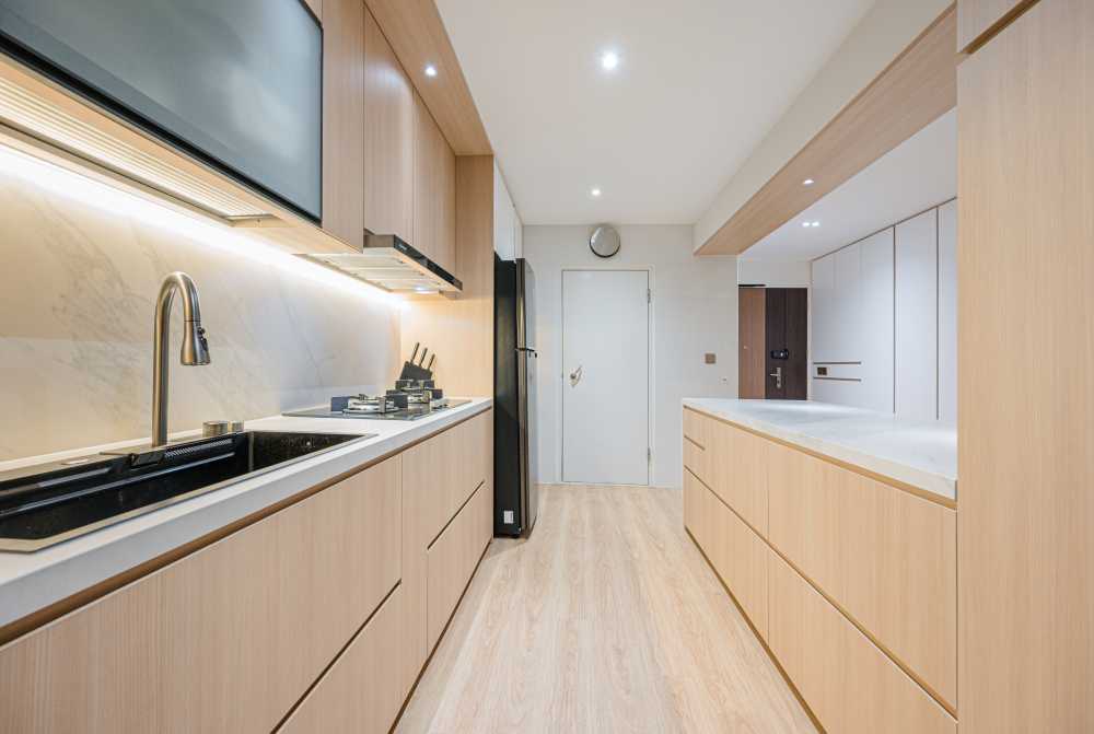 Modern Kitchen with Countertop and Vinyl Flooring