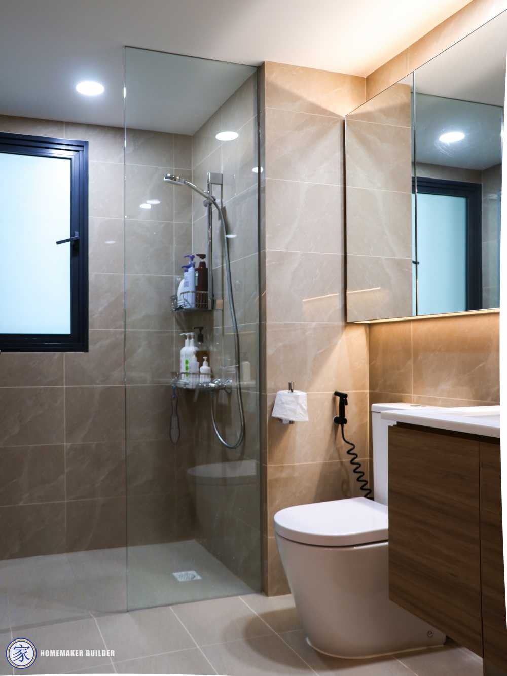 Modern Bathroom with Shower Screen and Storage Cabinets