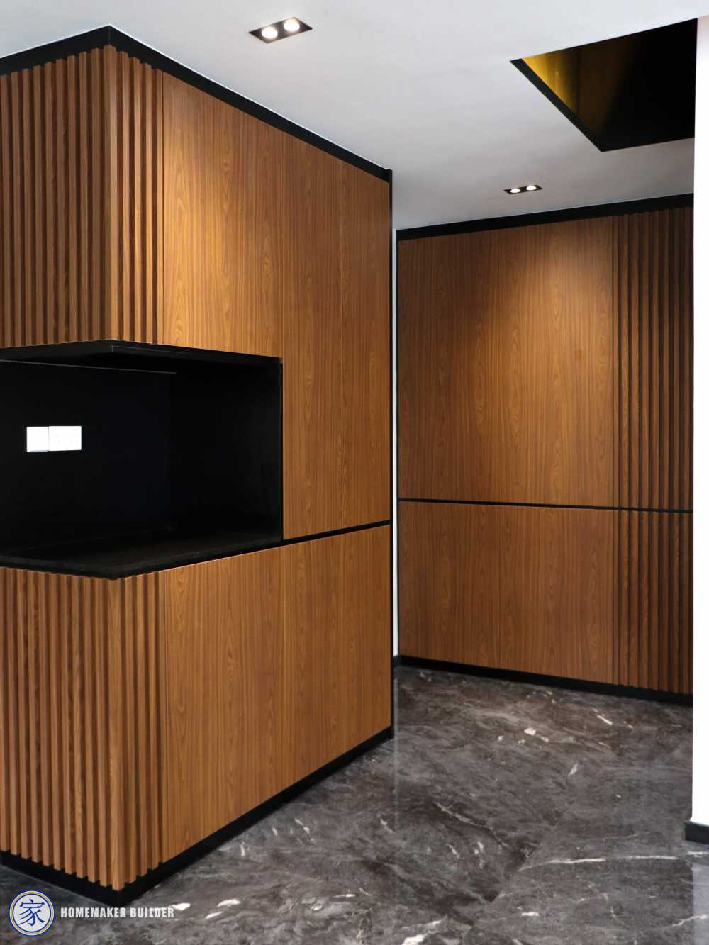 Modern Hallway with Homogeneous Tiles and Drop Ceiling
