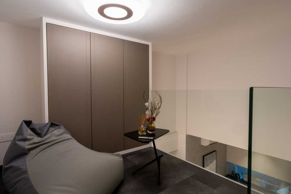 Contemporary Mezzanine with Loft and Bedside Table