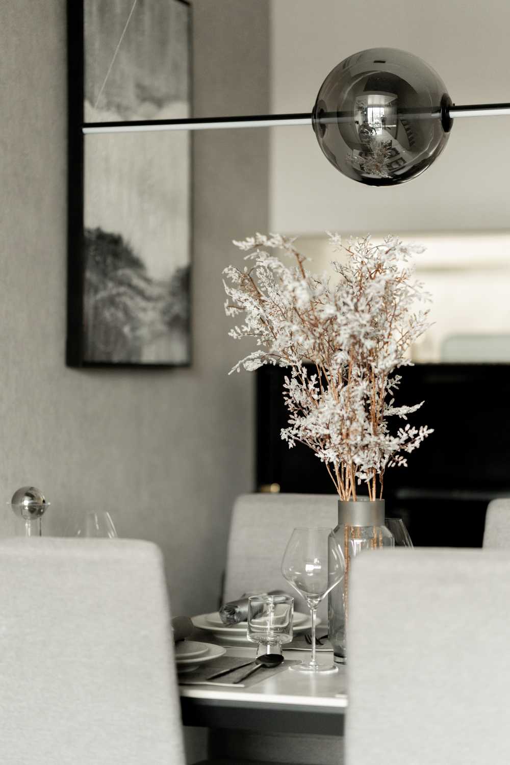 Contemporary Dining Room with Console Table and Tableware