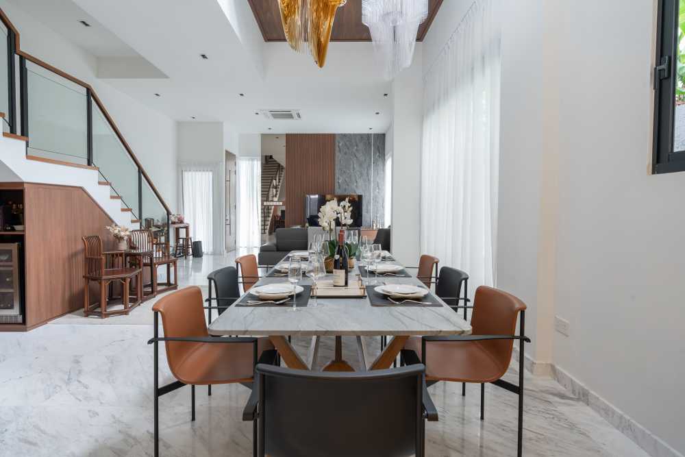 Modern Dining Room with Console Table and Tableware