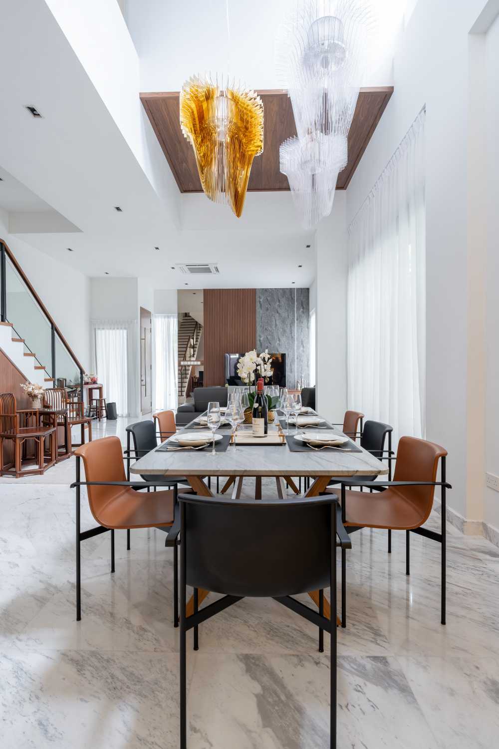 Modern Dining Room with Downlights and Console Table