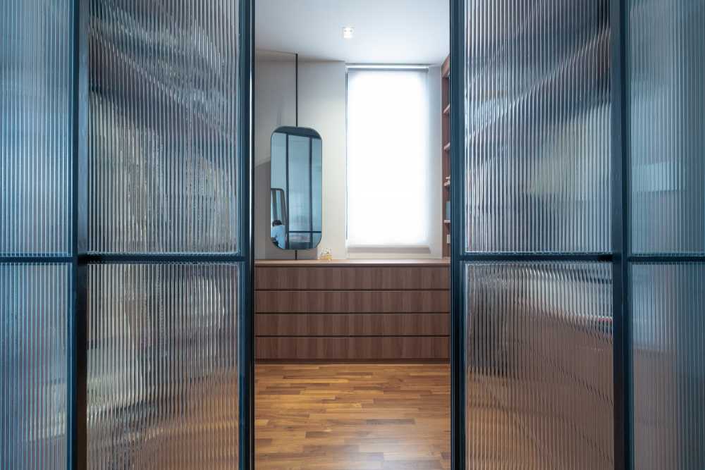 Modern Study with Storage Cabinets and Wall Shelves