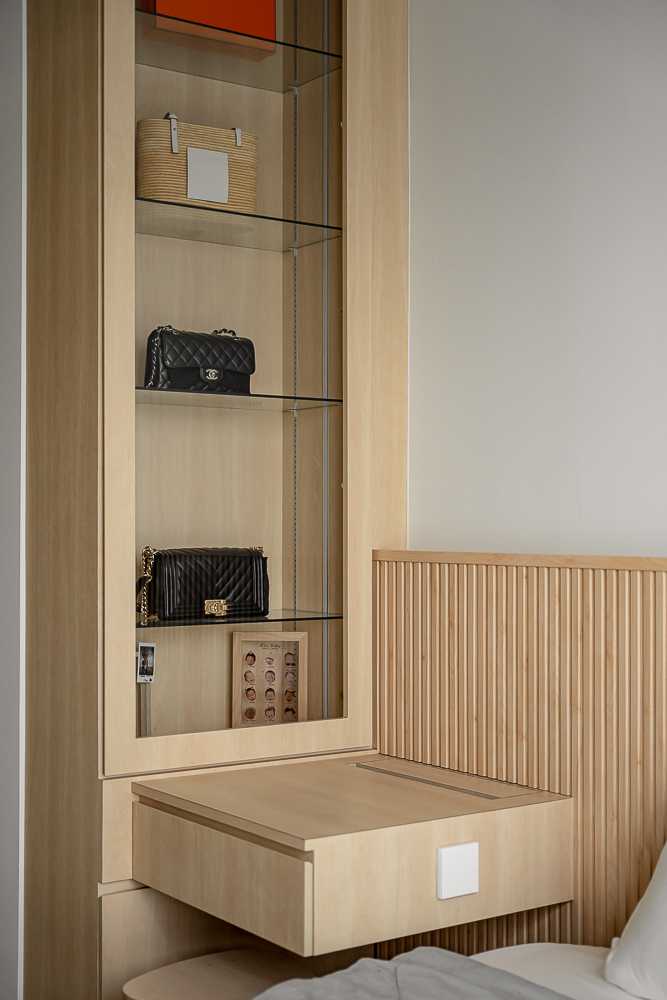 Scandinavian Bedroom with Bedside Table and Bedroom Dresser
