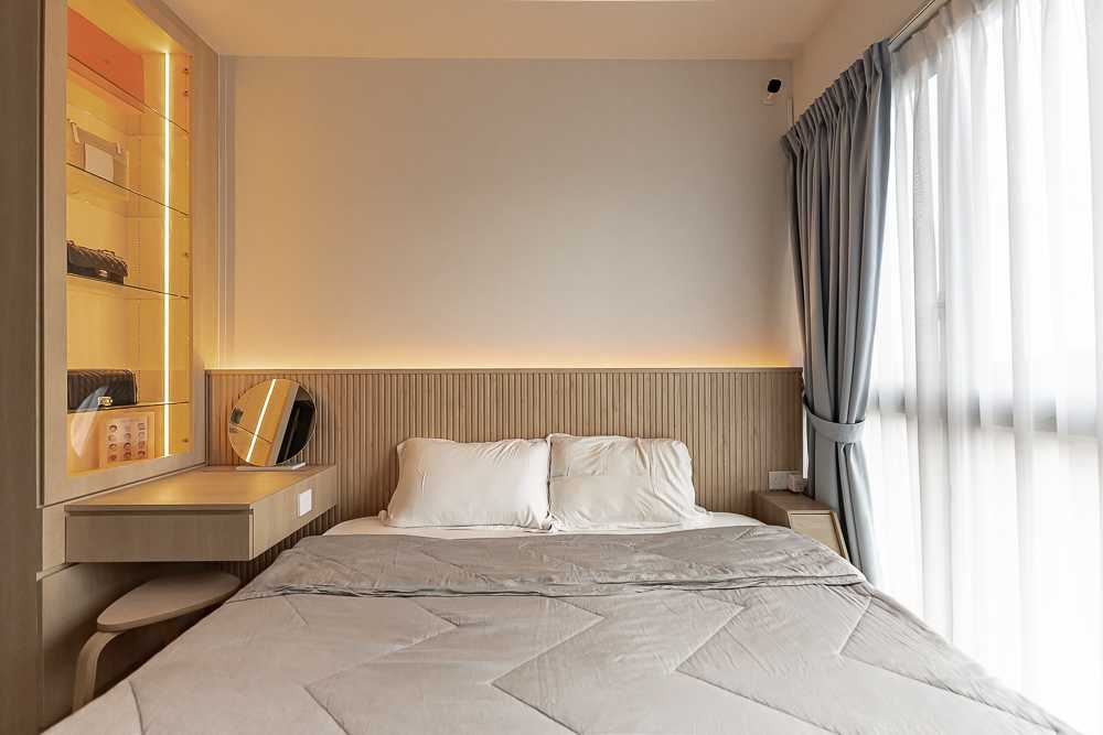 Scandinavian Bedroom with Wardrobe and Bedside Table