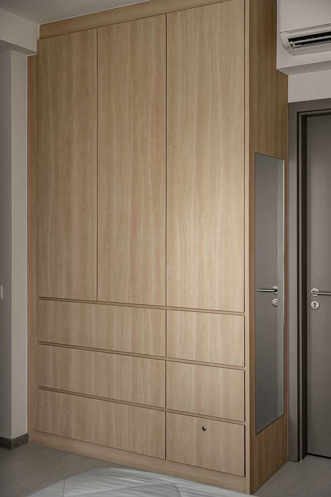 Scandinavian Bedroom with Mirror and Wardrobe