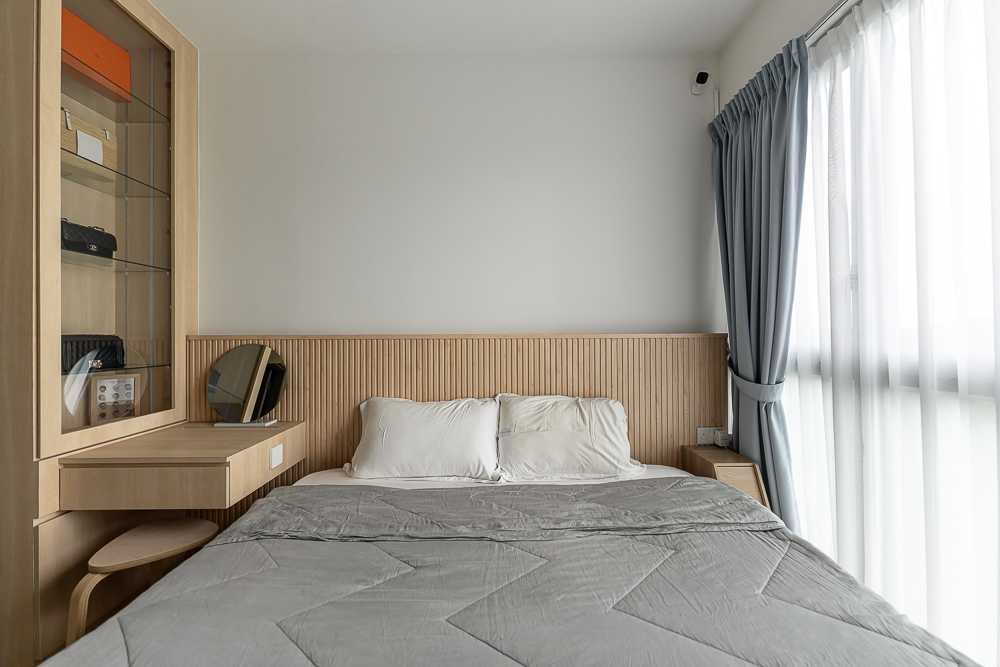 Scandinavian Bedroom with Wardrobe and Bedside Table