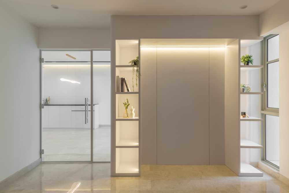 Minimalist Study with Wall Shelves and Computer
