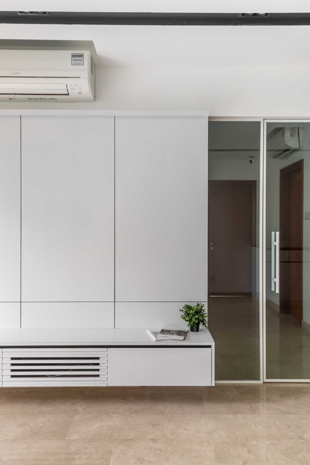 Minimalist Living Room with TV Console and Feature Wall