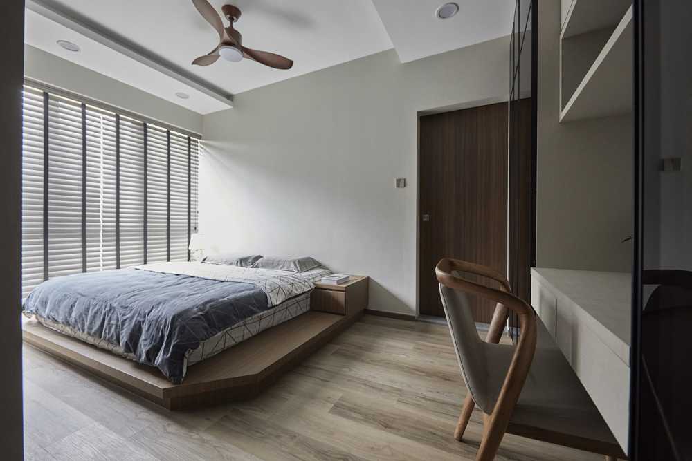 Contemporary Bedroom with Closet and Bedside Table
