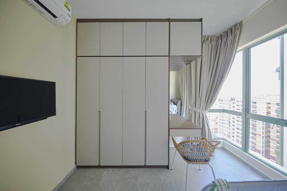 Modern Bedroom with Wardrobe and Roller Blinds