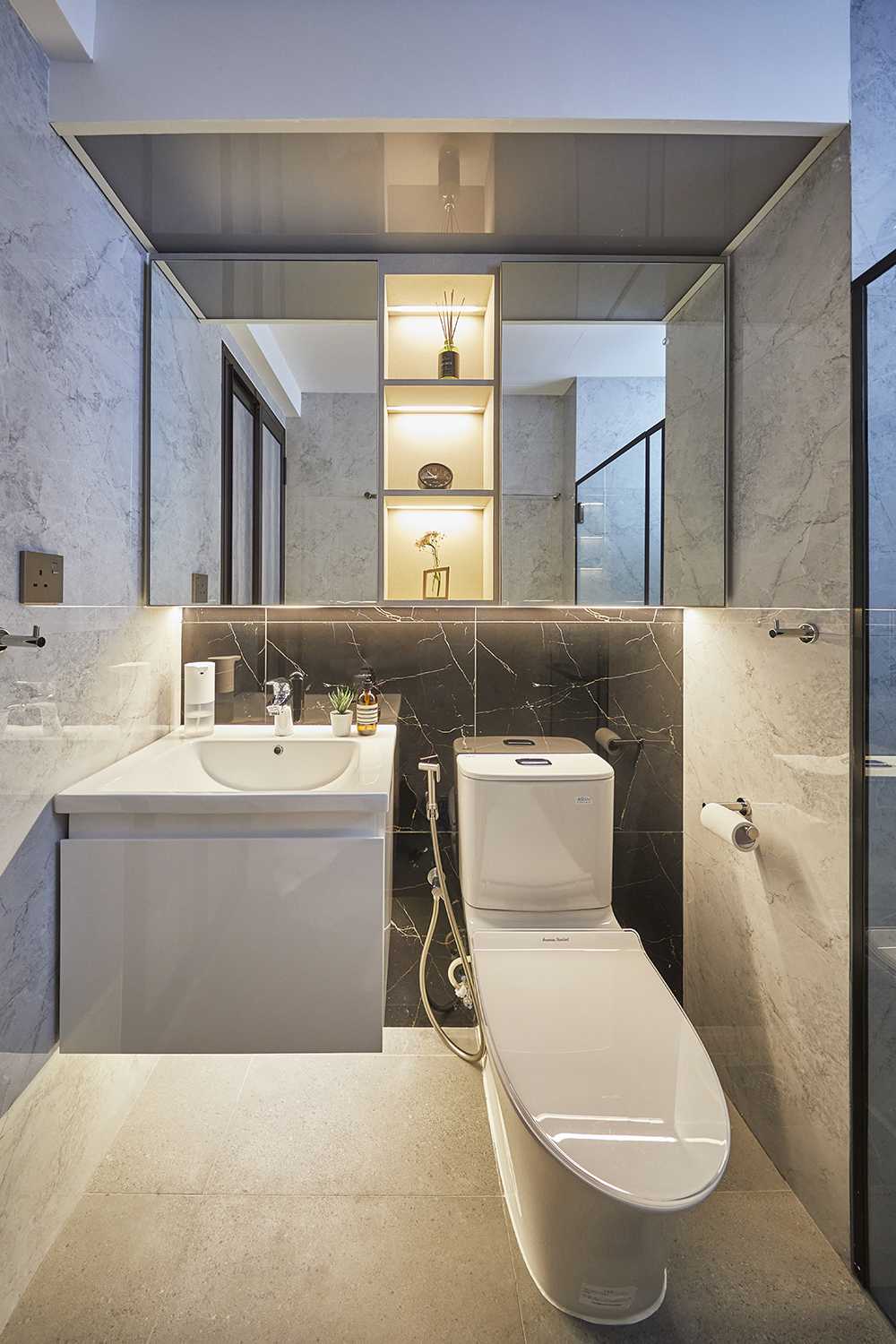 Modern Bathroom with Bathroom Storage and Bathroom Sinks