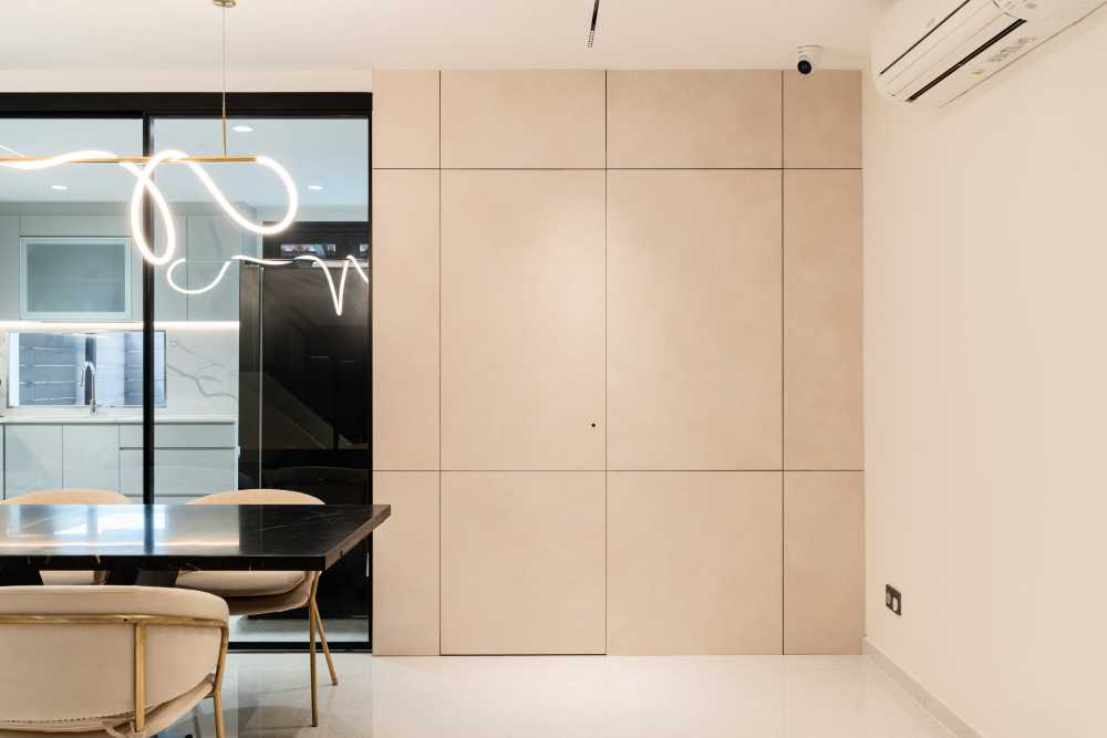 Contemporary Dining Room with Downlights and Dining Table
