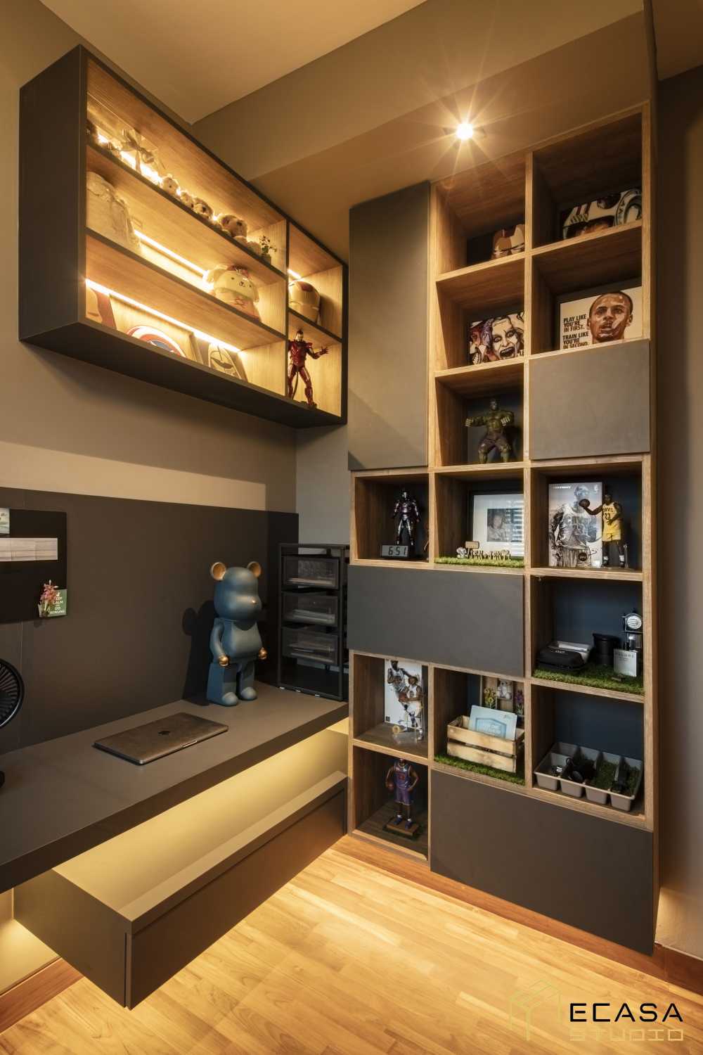 Contemporary Study with Bookshelf and Storage Cabinets