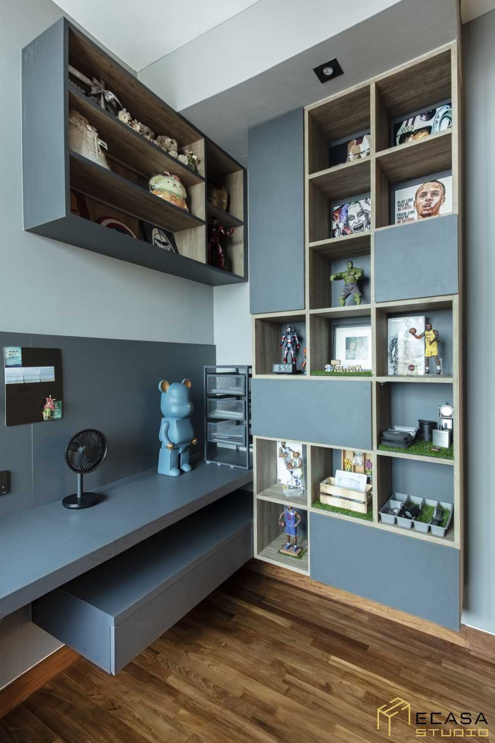 Contemporary Study with Bookshelf and Drop Ceiling