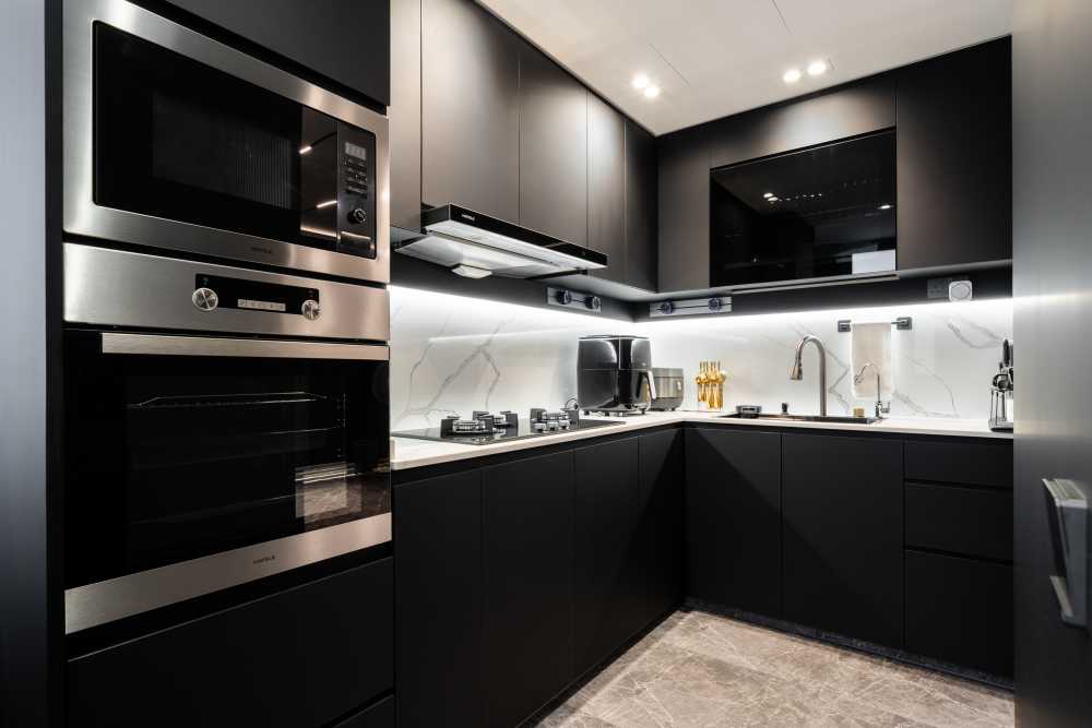 Modern Kitchen with Countertop and Kitchen Window