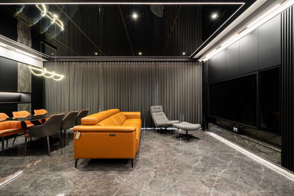 Modern Living Room with TV Console and Feature Wall