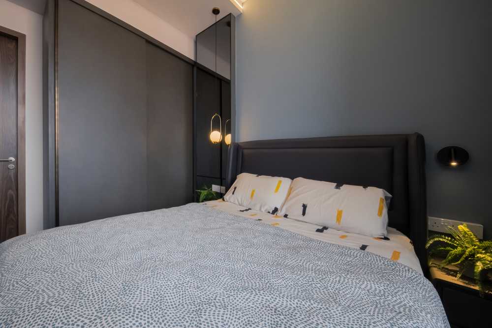Contemporary Bedroom with Wardrobe and Bedside Table