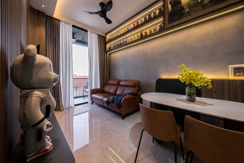 Contemporary Living Room with TV Console and Sofa
