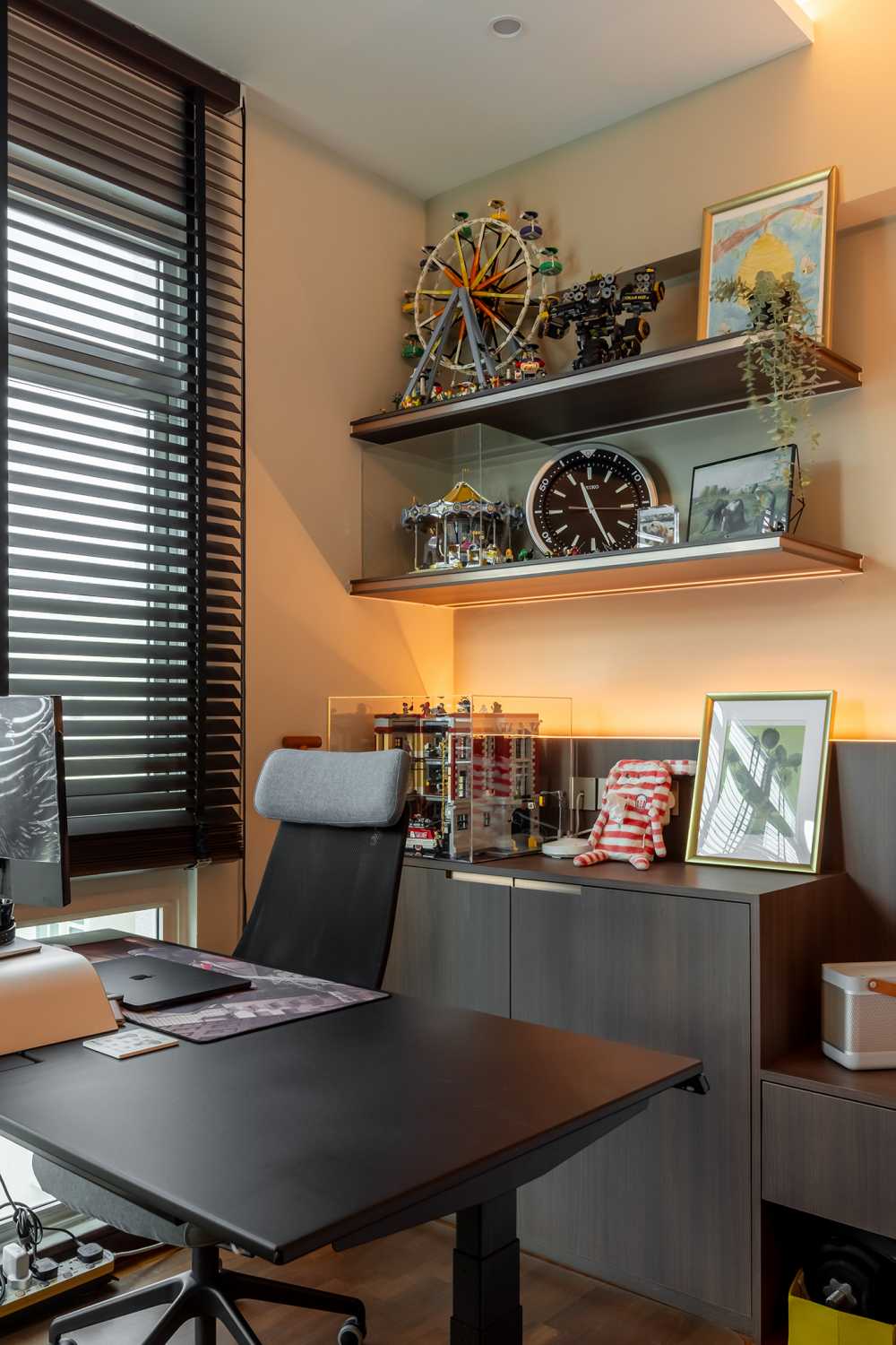 Contemporary Home Office with Desk and Desk Chairs