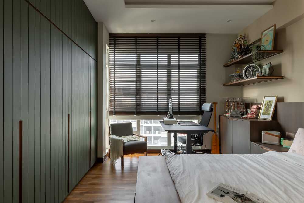 Contemporary Bedroom with Ceiling Light and Wardrobe