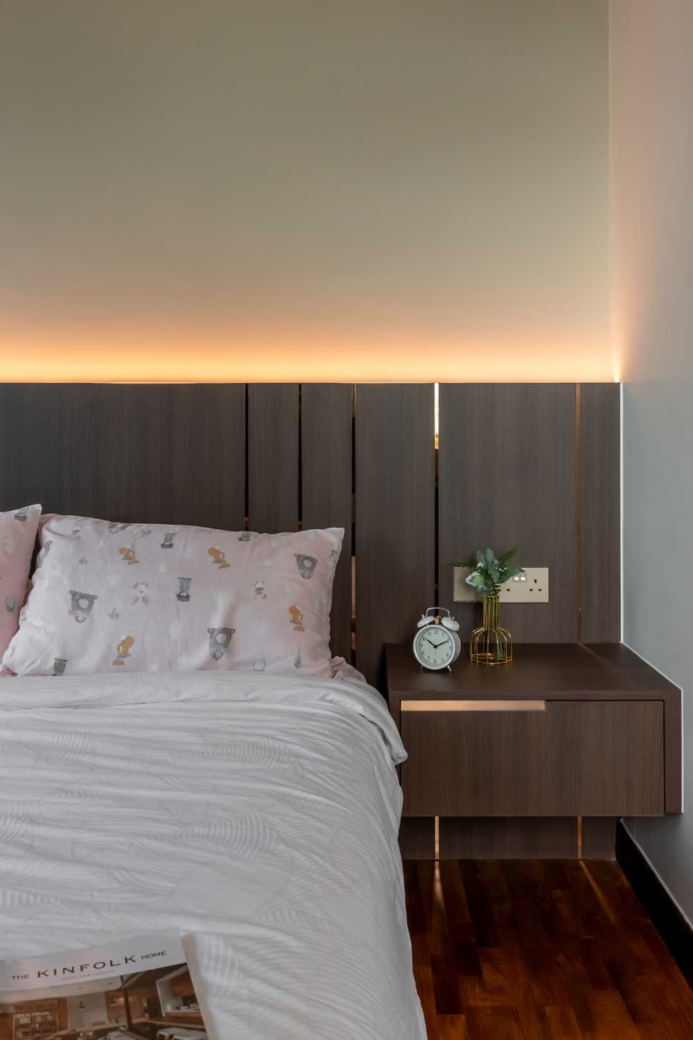Contemporary Bedroom with Closet and Bedside Table