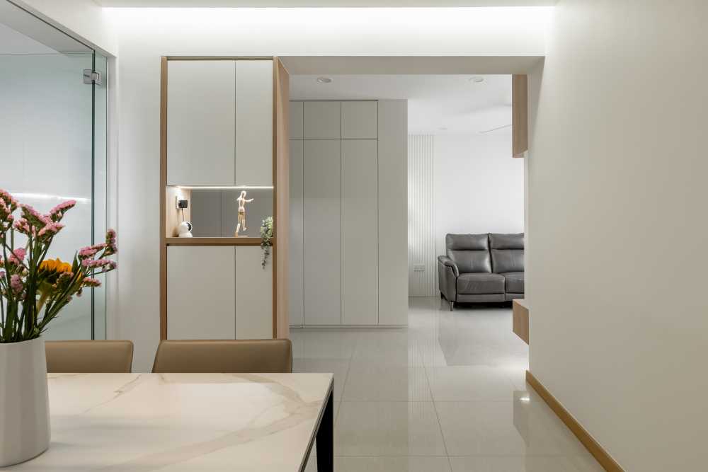 Minimalist Living Room with TV Console and Ceiling Light