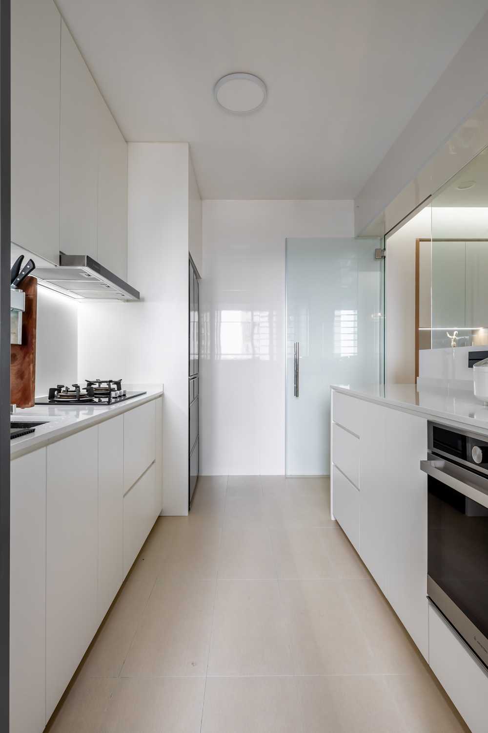 Minimalist Kitchen with Cupboard and Kitchen Accessories
