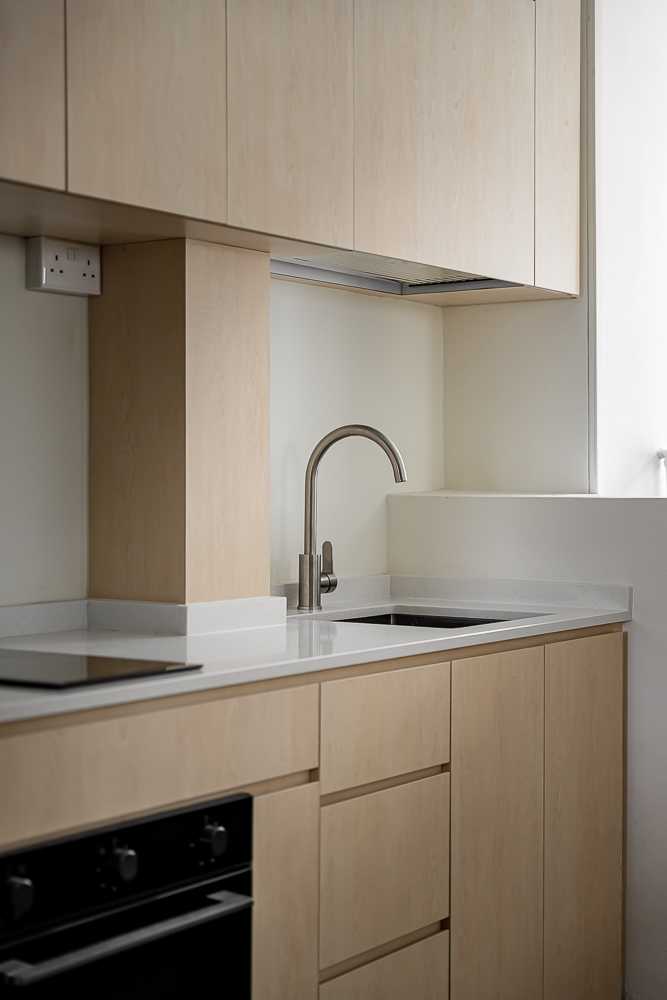 Scandinavian Kitchen with Countertop and Cupboard