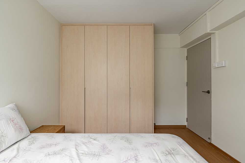 Scandinavian Bedroom with Vinyl Flooring and Wardrobe