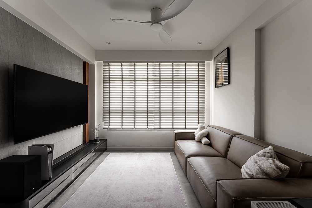Modern Living Room with TV Console and Feature Wall