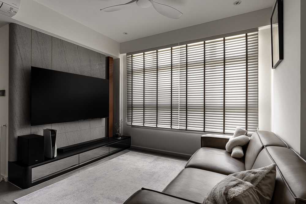 Modern Living Room with TV Console and Feature Wall