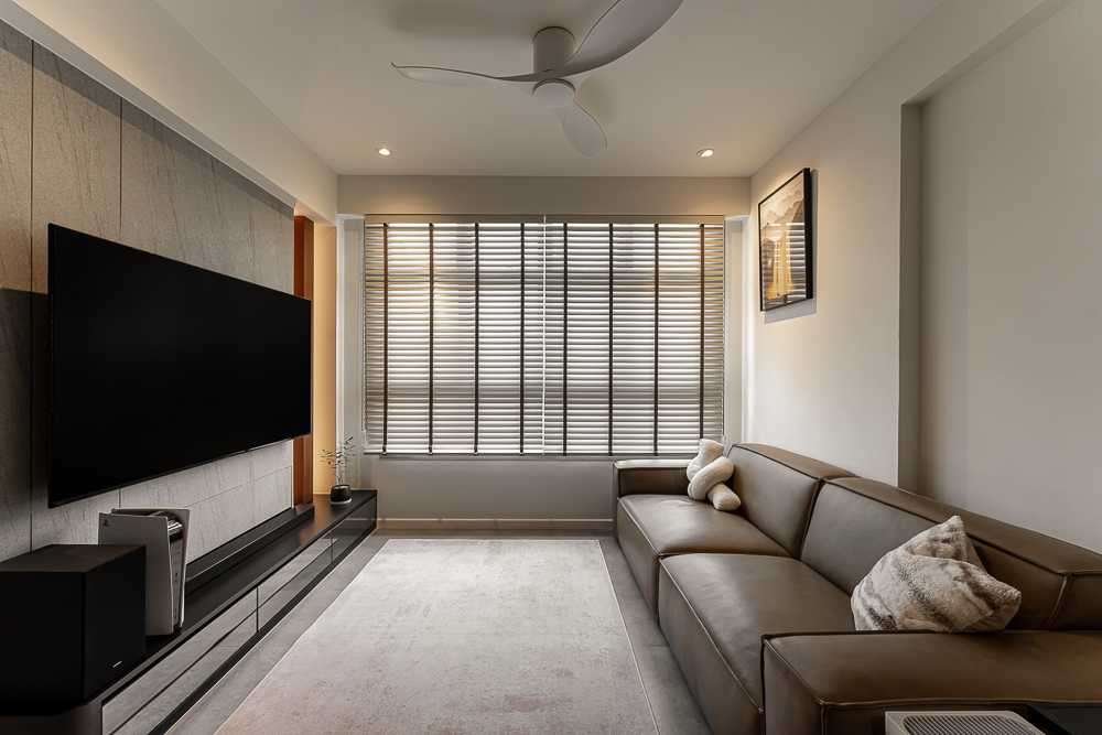 Modern Living Room with TV Console and Feature Wall