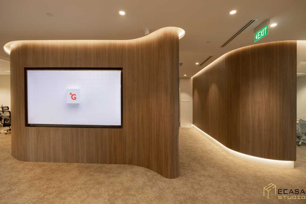Modern Entryway with Feature Wall and Ceiling Light