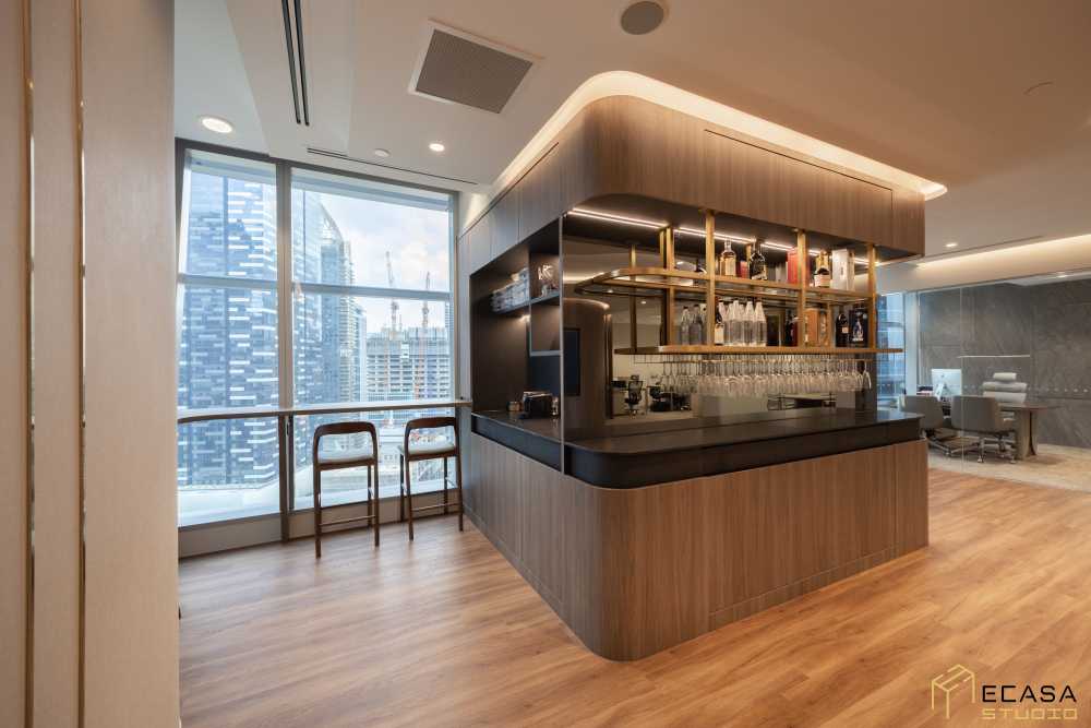 Modern Pantry with Kitchen Island and Console Table