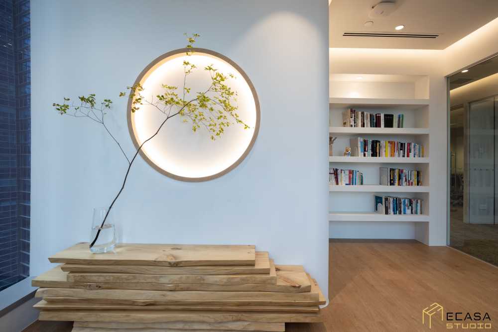 Modern Study with Bookshelf and Drop Light