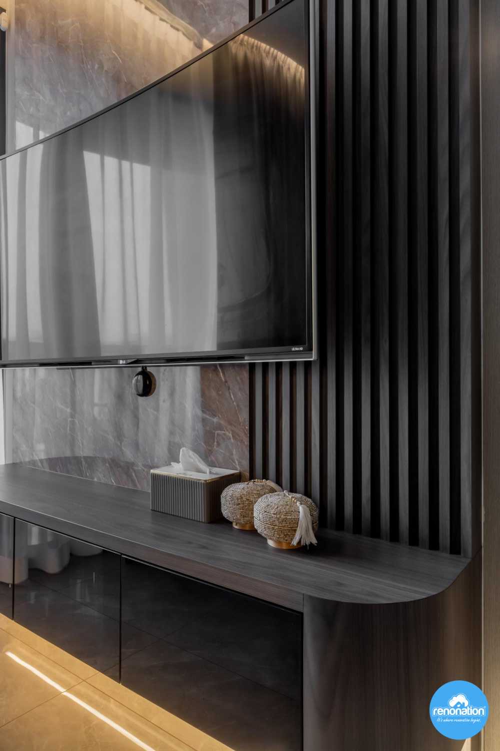 Modern Living Room with TV Console and Feature Wall