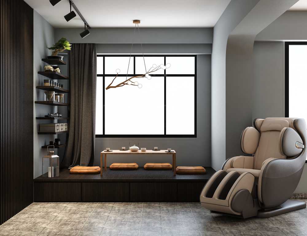 Modern Living Room with Feature Wall and Armchairs