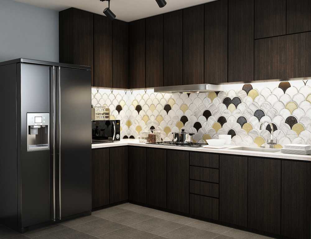 Modern Kitchen with Countertop and Kitchen Island